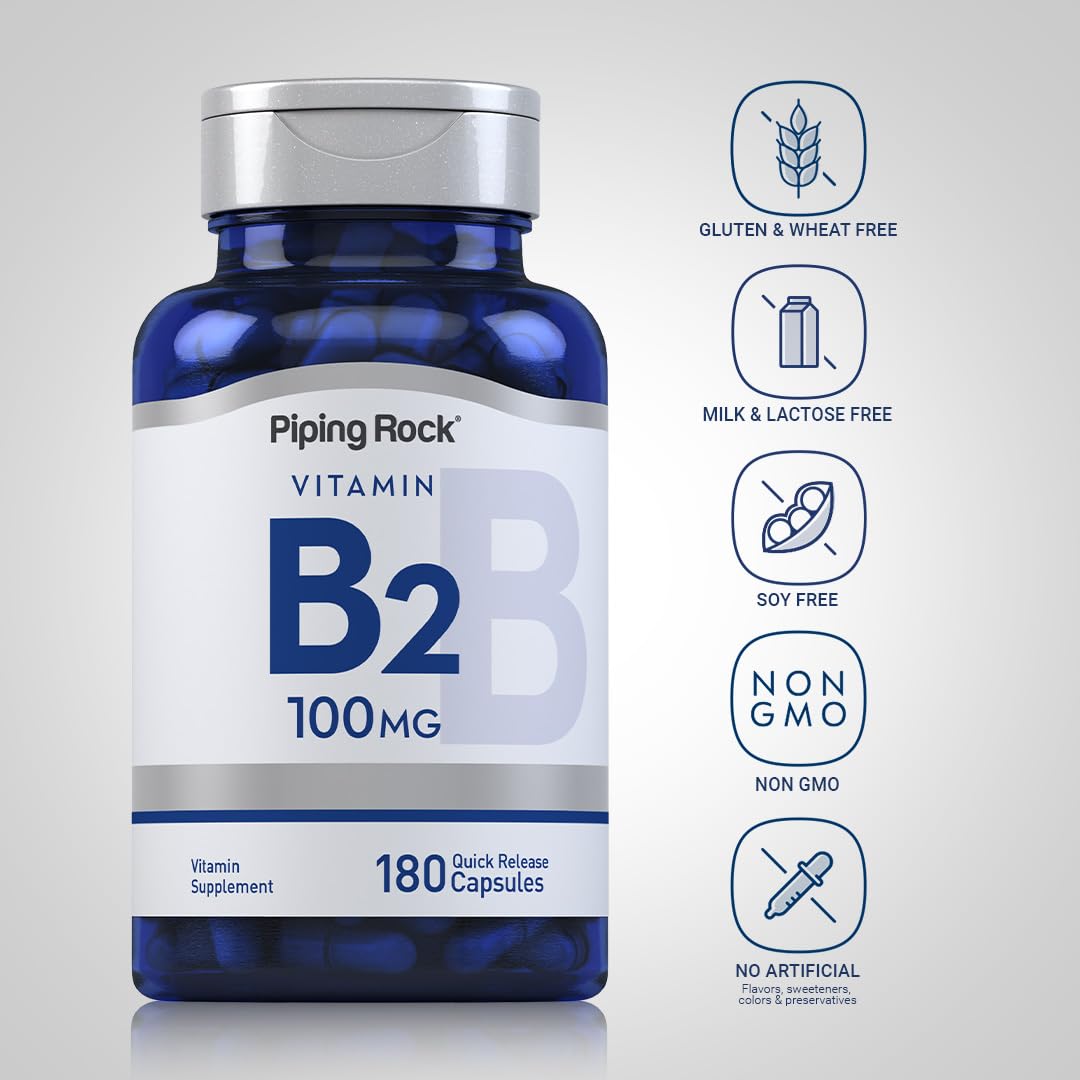 Piping Rock Vitamine B2 100mg gélules side view