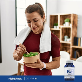 Piping Rock Vitamine B2 100mg gélules with green leaves