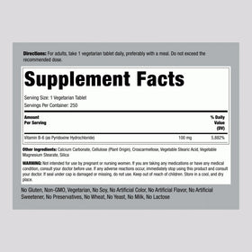 Piping Rock Vitamine B6 100mg comprimés emballage