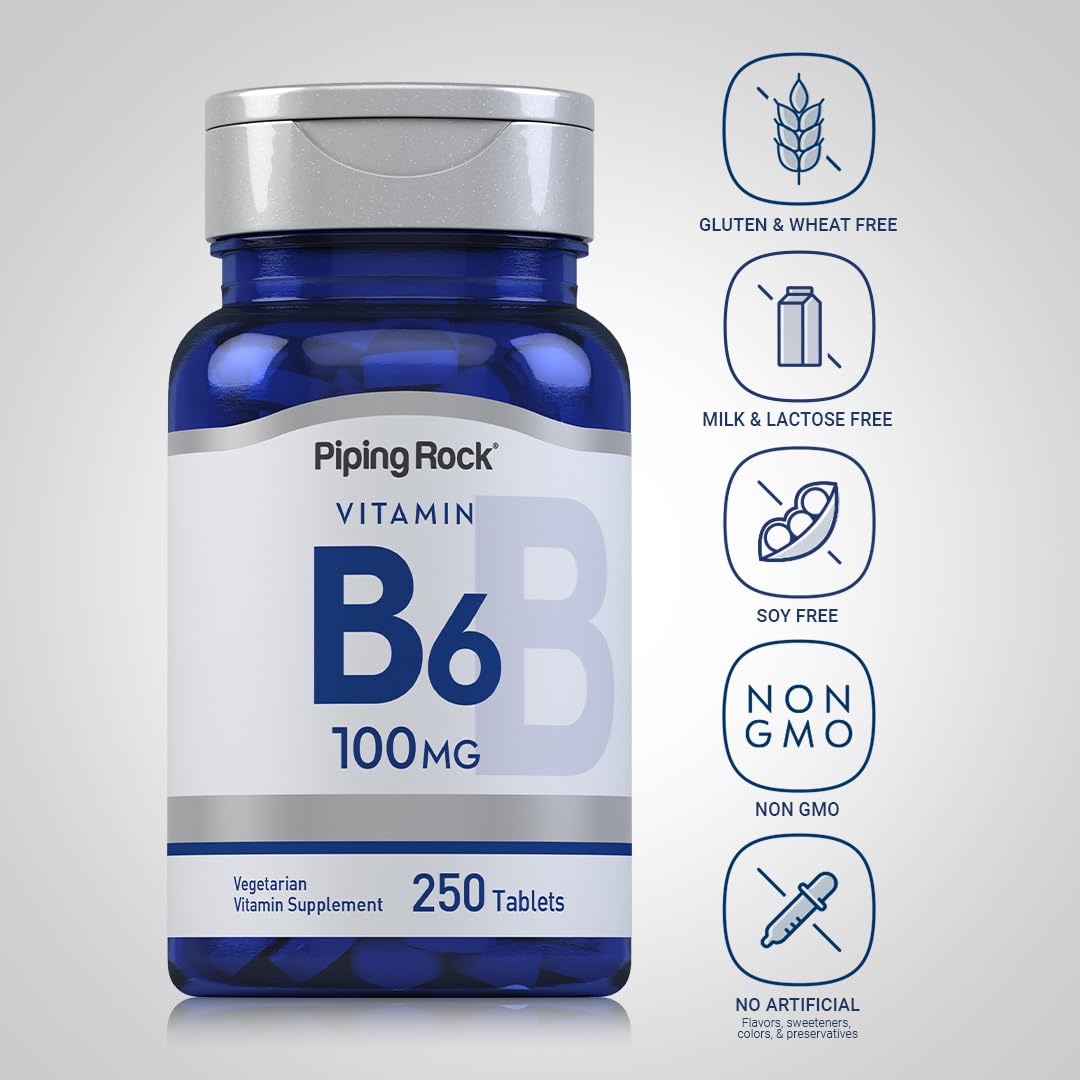 Piping Rock Vitamine B6 100mg comprimés sur une table