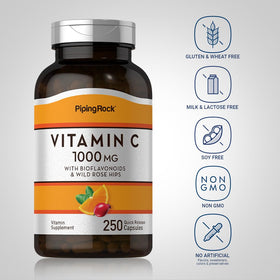 Piping Rock Vitamine C 1000mg 250 Capsules arrière