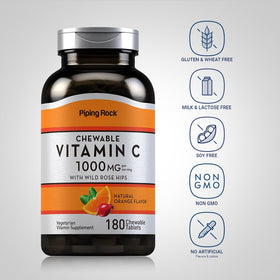 Piping Rock Vitamine C 1000mg comprimés à mâcher, côté de l'emballage