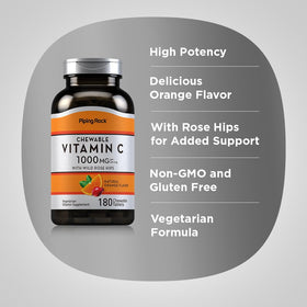 Piping Rock Vitamine C 1000mg comprimés à mâcher, vue de haut