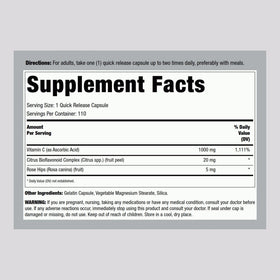 Piping Rock Vitamine C 1000mg côté avec étiquettes