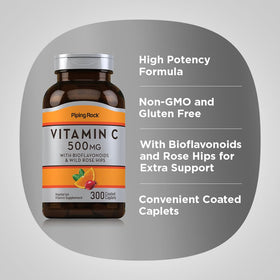 Piping Rock Vitamine C 500mg gélules avec un verre d'eau