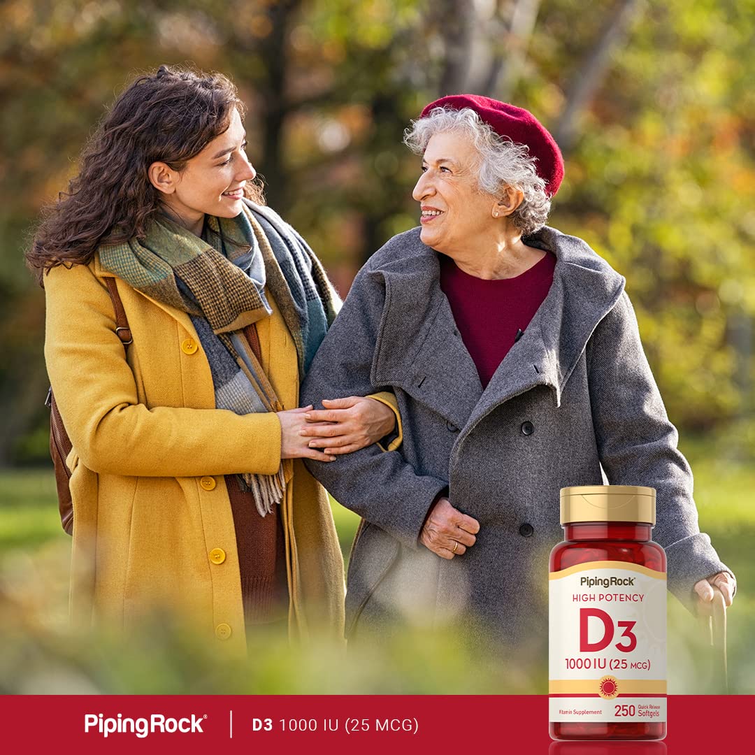 Piping Rock Vitamine D3 1000 IU gélules molles et une tasse