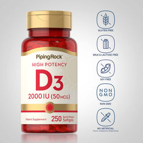 Piping Rock Vitamine D3 gélule molle vue rapprochée