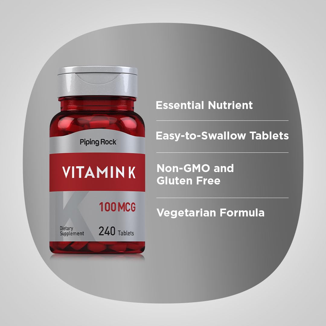 Piping Rock Vitamine K1 100 mcg 240 comprimés ouverture du flacon