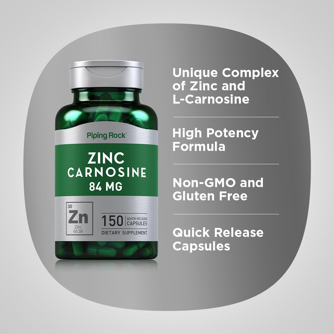 Piping Rock Zinc Carnosine 150 capsules côté