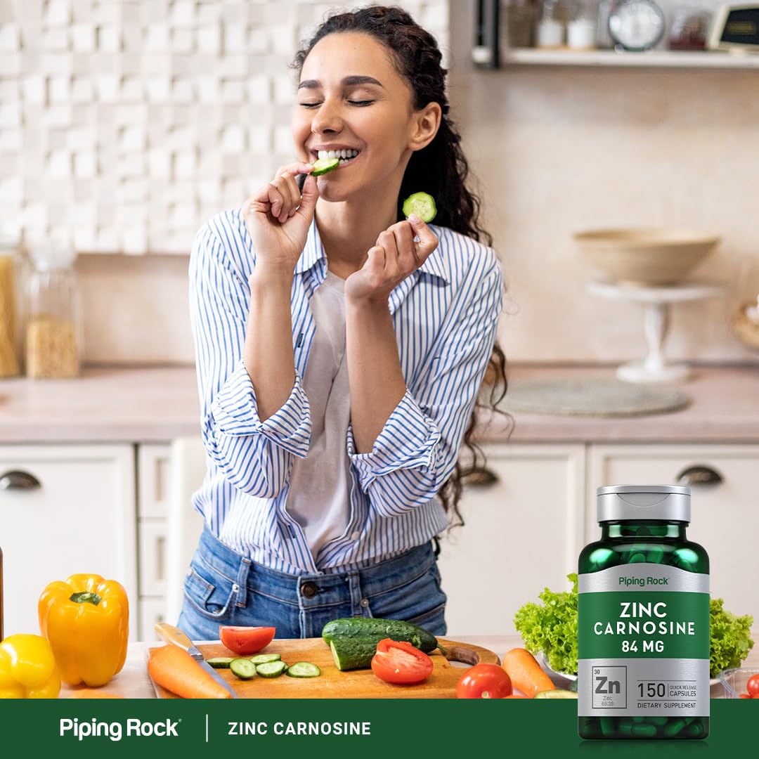 Piping Rock Zinc Carnosine 150 capsules ouvertes
