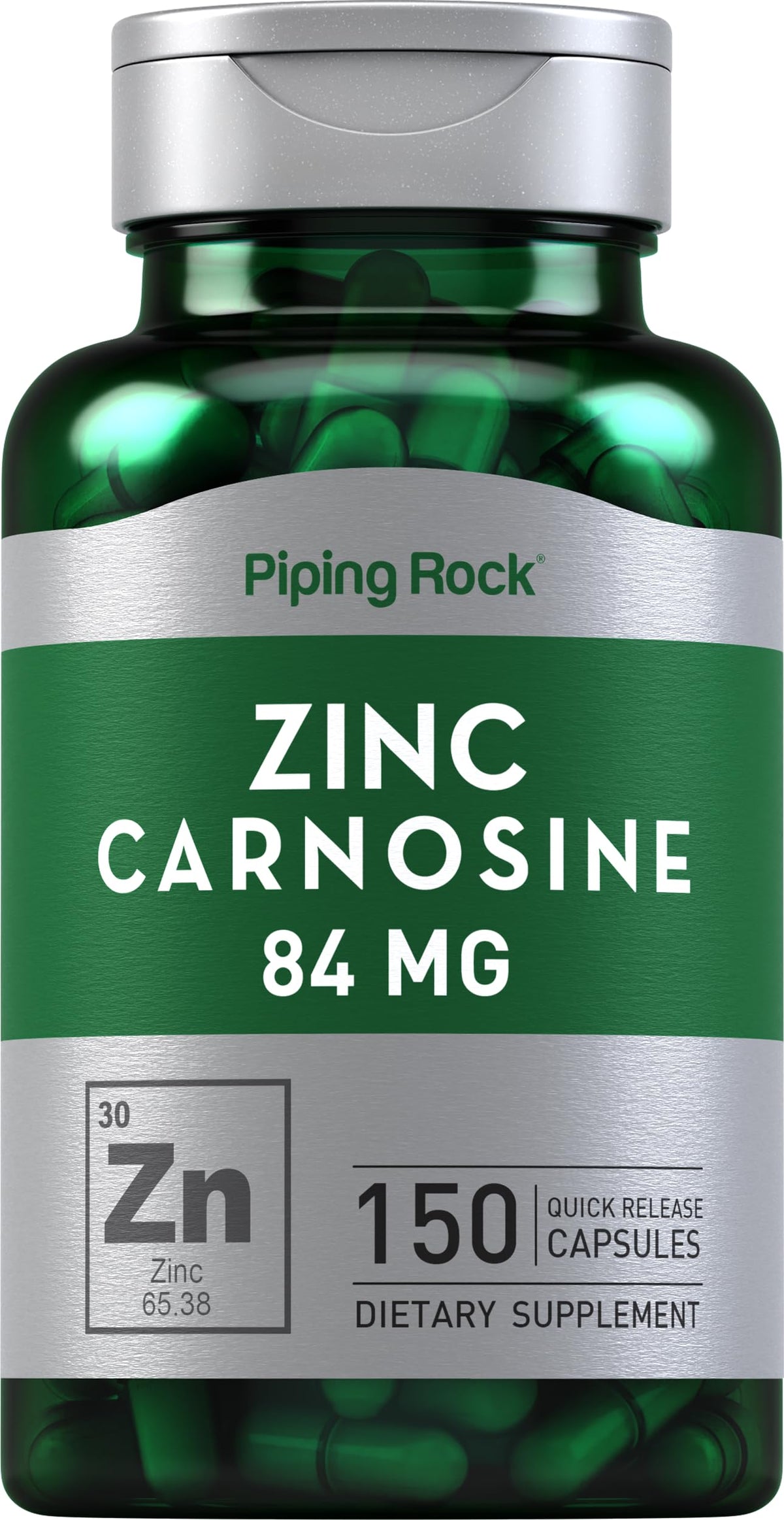 Piping Rock Zinc Carnosine 84mg 150 capsules vue avant