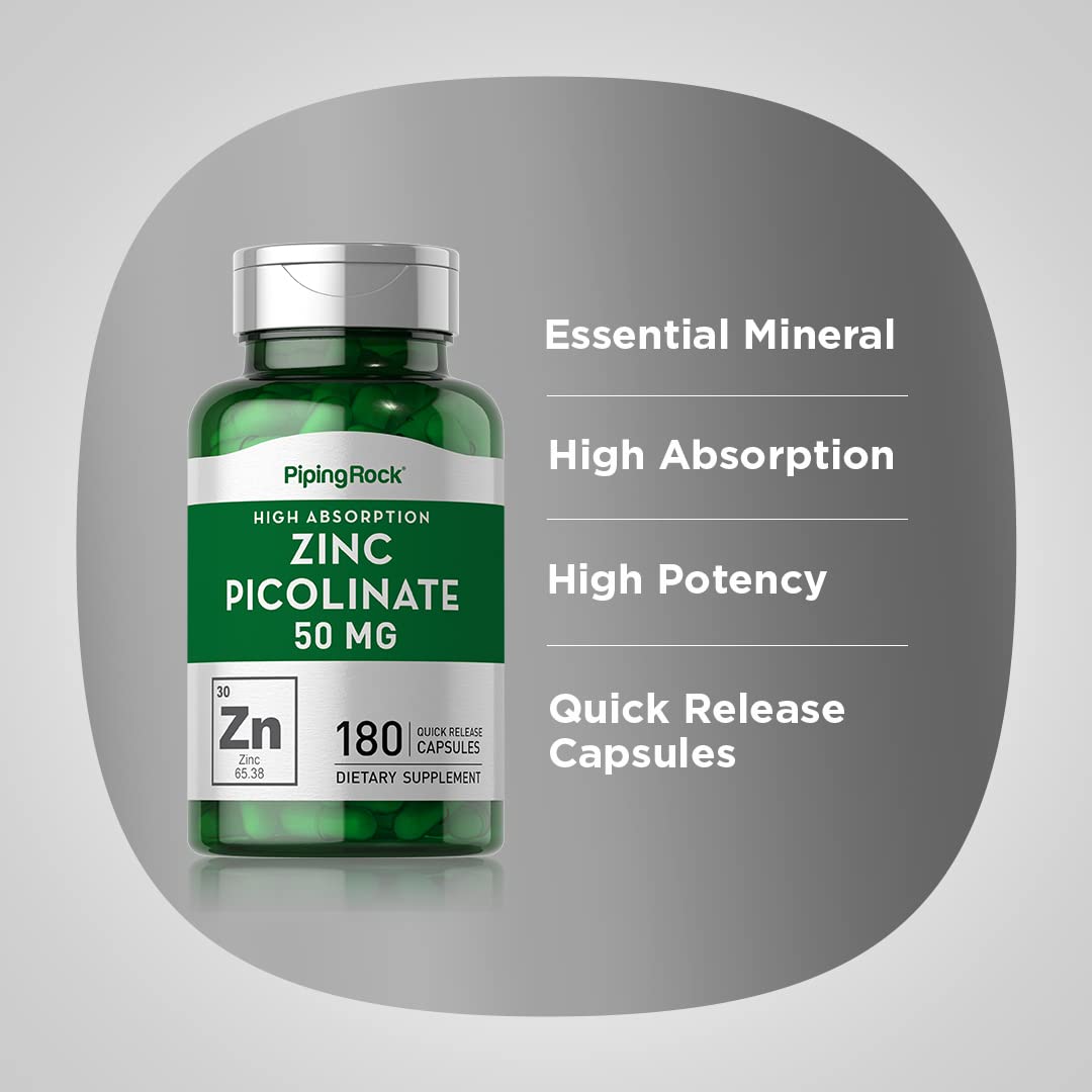 Piping Rock Zinc Picolinate 50 mg capsules ouvertes