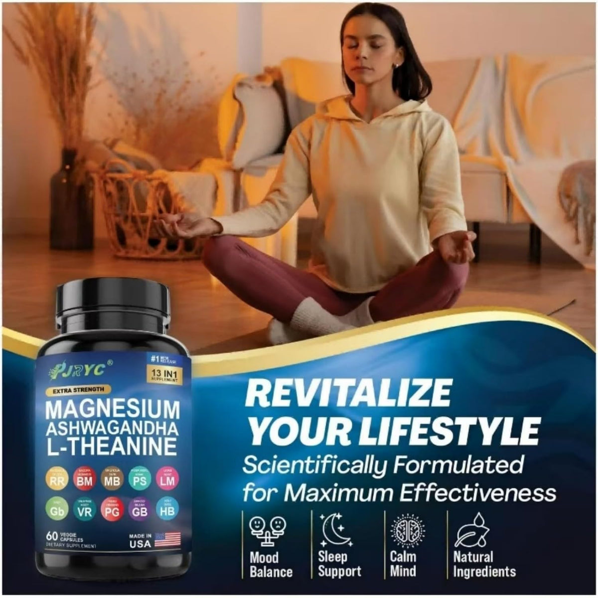 PJRYC Complément Alimentaire Cortisol 120 Capsules vue de dos