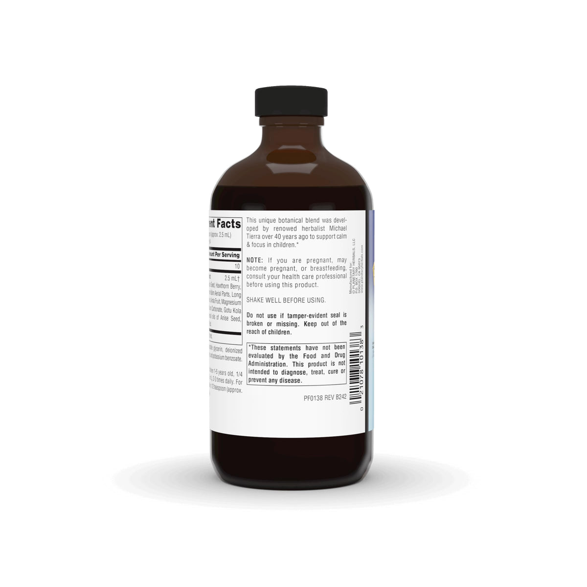 Planetary Herbals Calm Child Sirop Herbacé 240ml vue arrière avec ingrédients