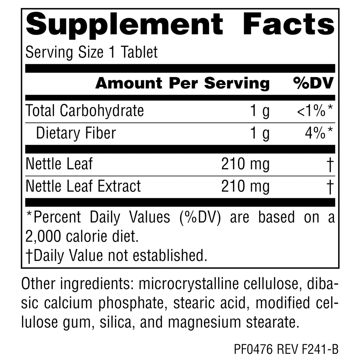 Planetary Herbals Complément Alimentaire Ortie 420 mg - Comprimé en gros plan