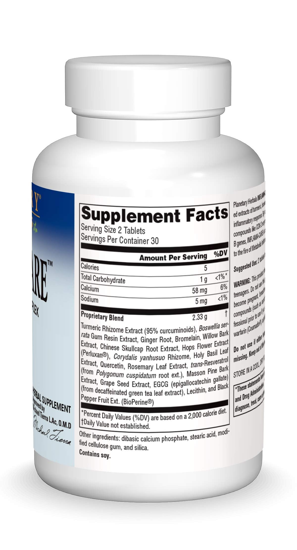Planetary Herbals Inflama-Care 1165mg comprimés avec échelle de dimensions