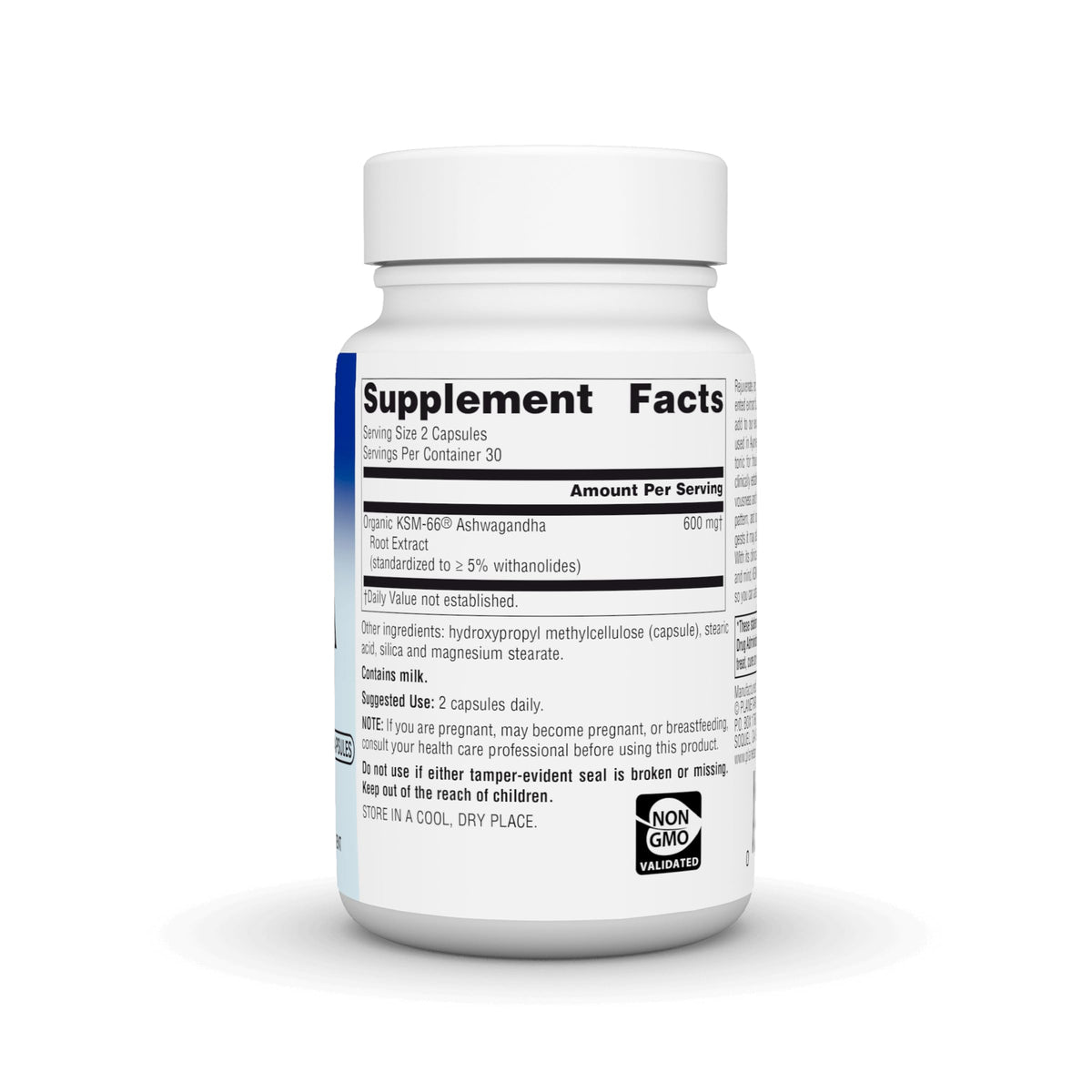 Planetary Herbals KSM-66 Ashwagandha 600 mg capsules avec étiquette