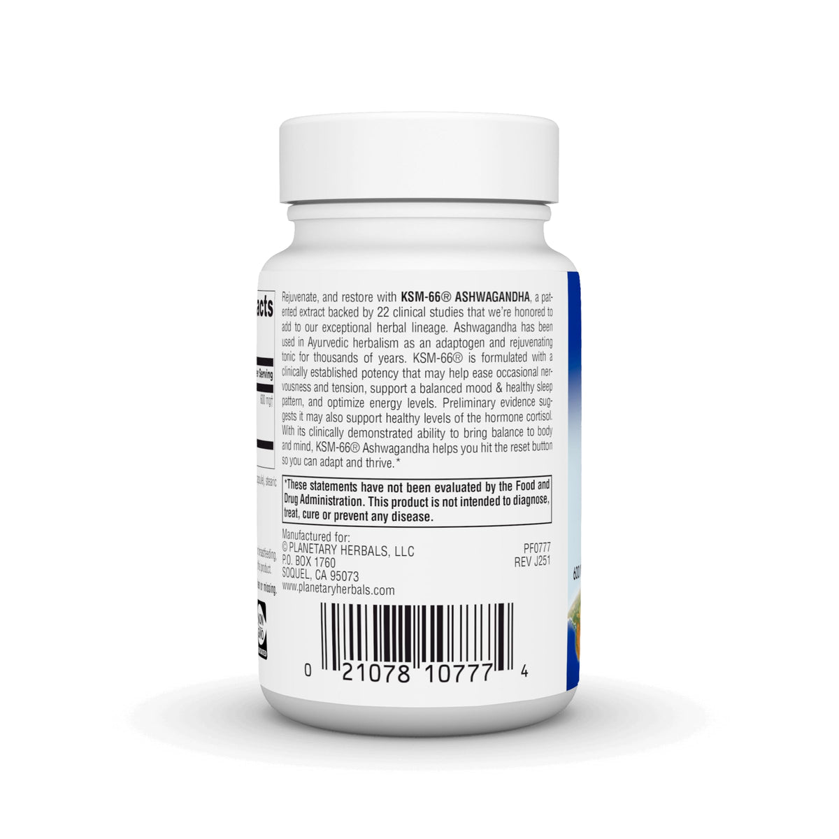 Planetary Herbals KSM-66 Ashwagandha 600 mg capsules ouvertes