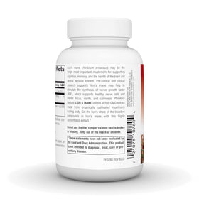 Planetary Herbals Lion's Mane 1 000 mg étiquette détaillée