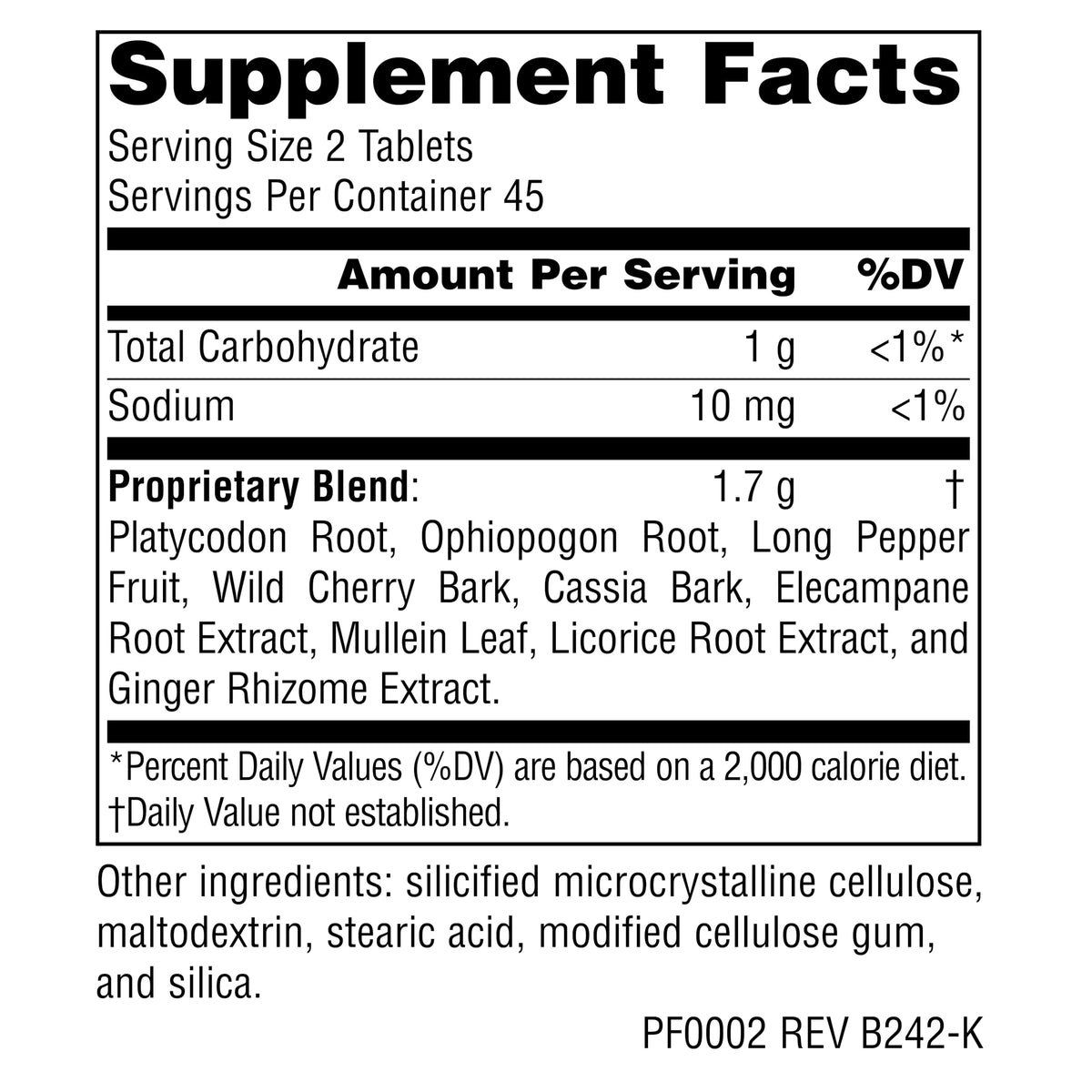 Planetary Herbals Mullein Lung Complex 90 comprimés emballage