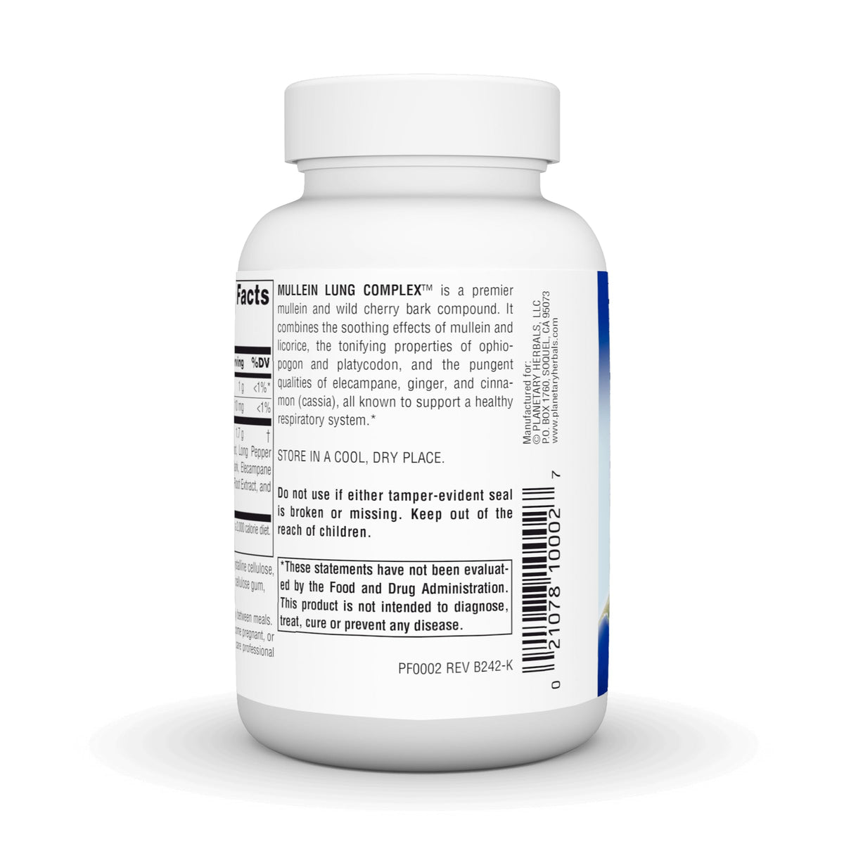 Planetary Herbals Mullein Lung Complex comprimés en gros plan