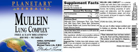 Planetary Herbals Mullein Lung Complex comprimés sur une table