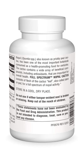 Planetary Herbals Nopal Cactus 1000 mg côté avec étiquette