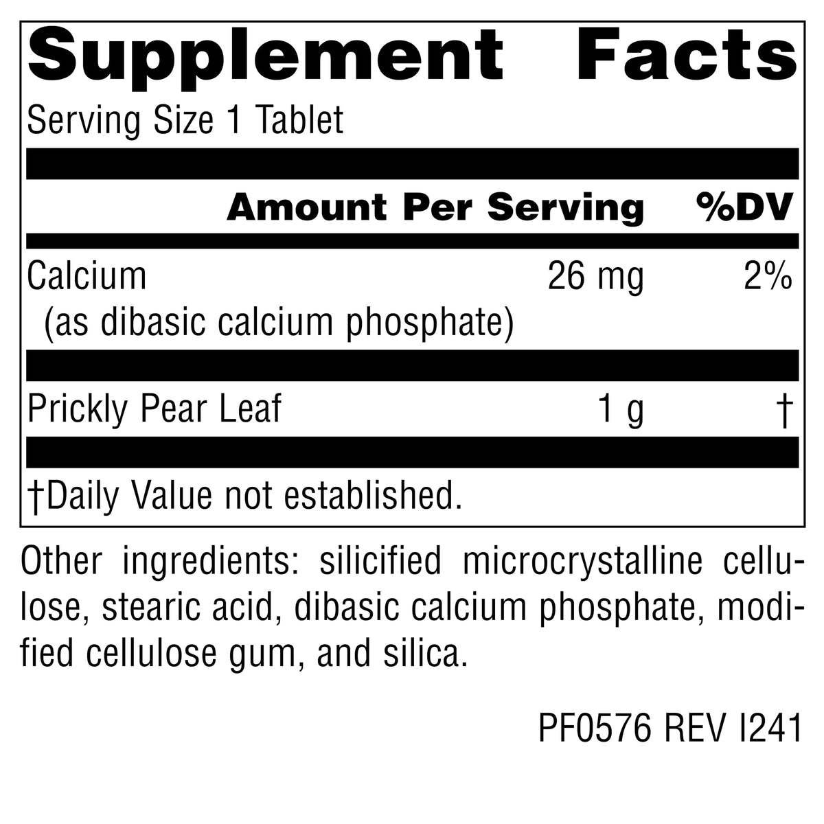 Planetary Herbals Nopal Cactus 1000 mg ouverte avec des tablettes