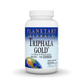 Planetary Herbals Triphala Gold 550mg 120 Veggi Caps front view