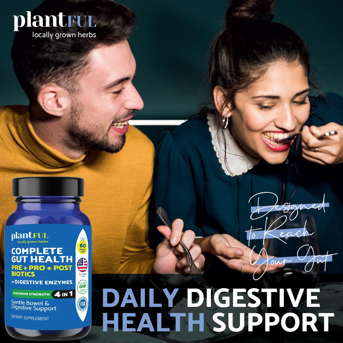 PLANTFUL RESEARCH Compléments Alimentaires 4-en-1 60 Capsules en gros plan