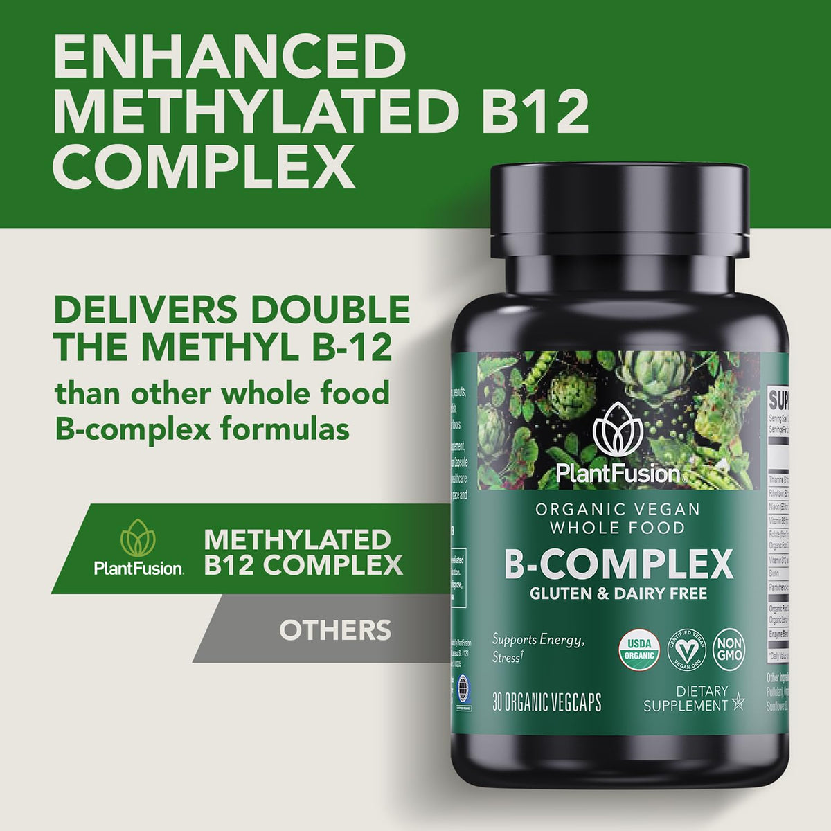 PlantFusion B-Complex Bio capsules sur fond blanc