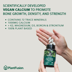 PlantFusion Calcium Végétal comprimés avec étiquette visible