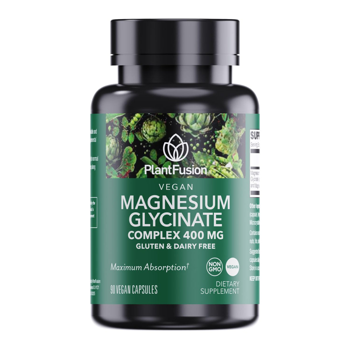 PlantFusion Complex de Magnésium Glycinate 400 mg, vue avant du flacon