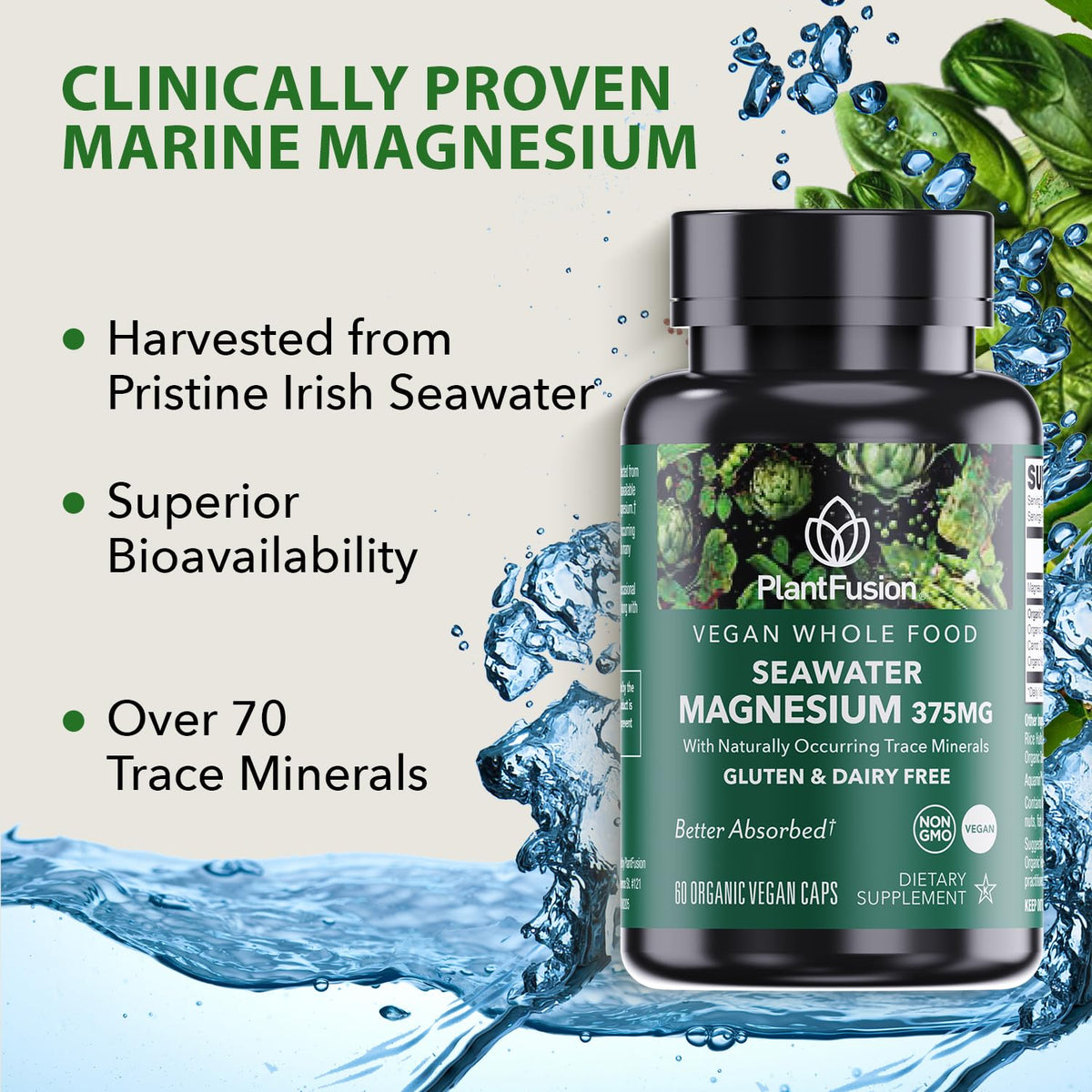 PlantFusion Complexe de Magnésium Végétal capsules ouvertes