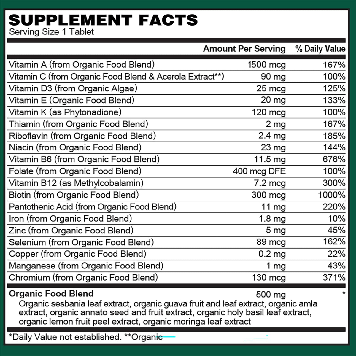 PlantFusion Multivitamine Bio pour Hommes - présentation avec fruits et légumes