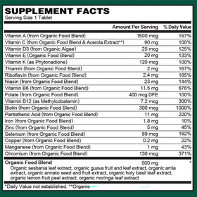 PlantFusion Multivitamine Bio pour Hommes - présentation avec fruits et légumes