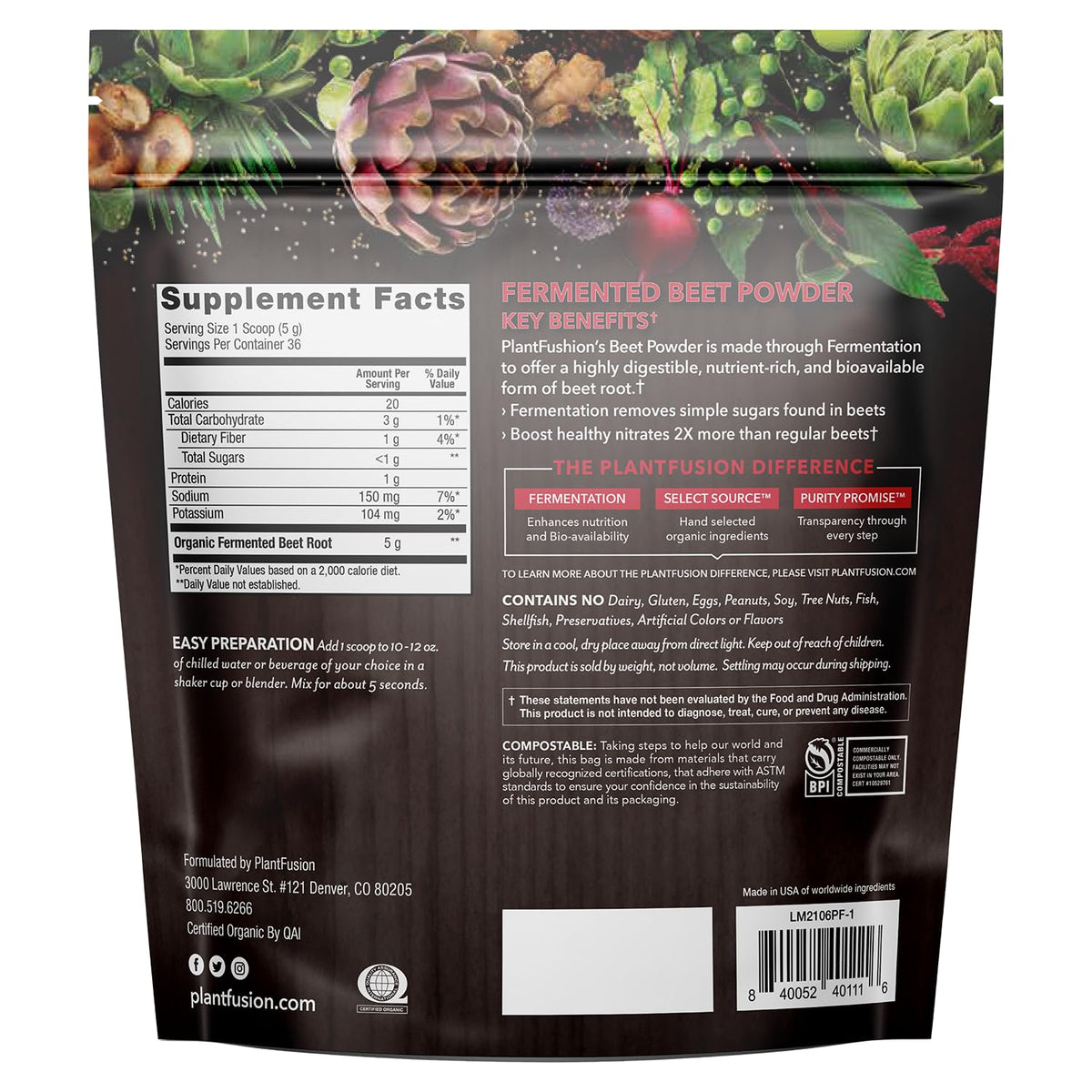 PlantFusion Poudre de Betterave Fermentée Bio 200g emballage