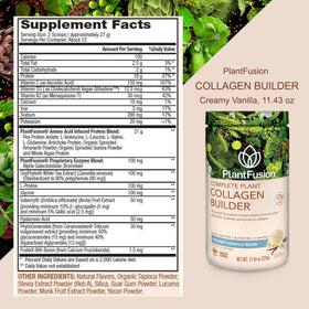 PlantFusion Poudre de Collagène Végétal 408g vue arrière avec étiquetage