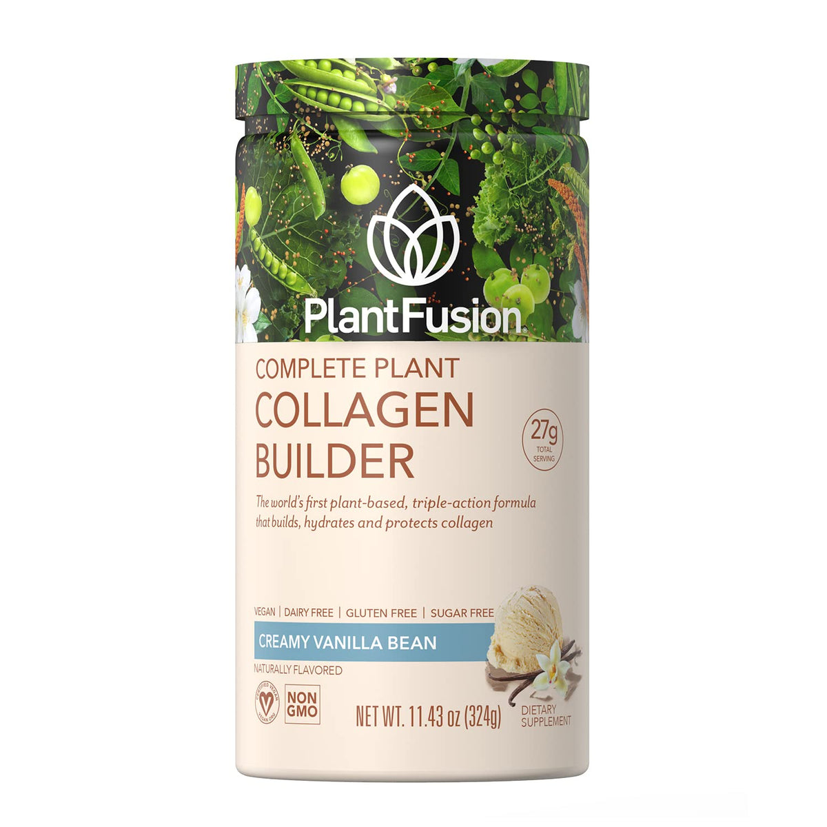 PlantFusion Poudre de Collagène Végétal 408g vue avant avec emballage