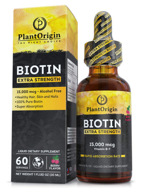PLANTORIGIN Biotine Liquide 15 000 MCG bouteille avant vue