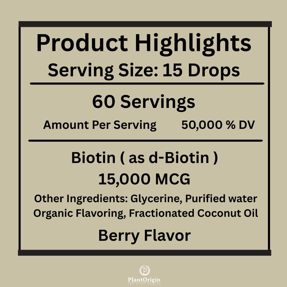 PLANTORIGIN Biotine Liquide 15 000 MCG en usage quotidien