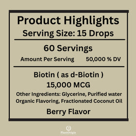 PLANTORIGIN Biotine Liquide 15 000 MCG en usage quotidien