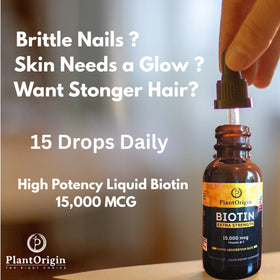 PLANTORIGIN Biotine Liquide 15 000 MCG ingrédients sur l'étiquette