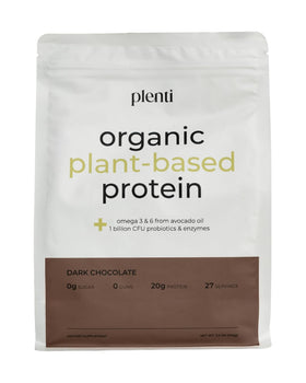 plenti Poudre de Protéine Végétale Bio Chocolat Noir 2 lbs vue de face