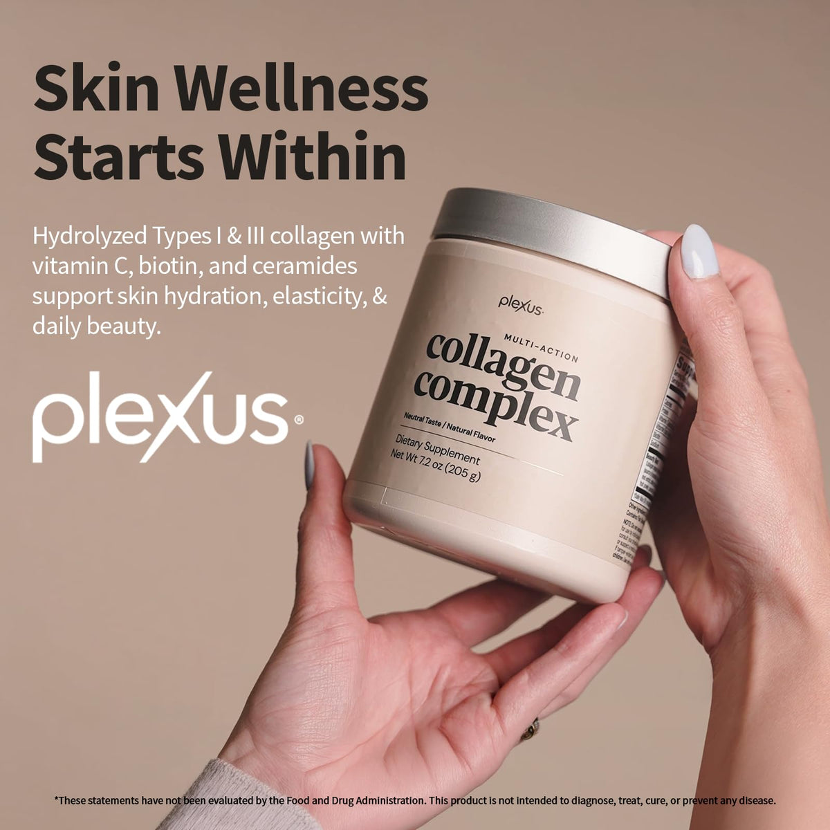Plexus Complex Collagène Multi-Action 290g à côté d'une boisson