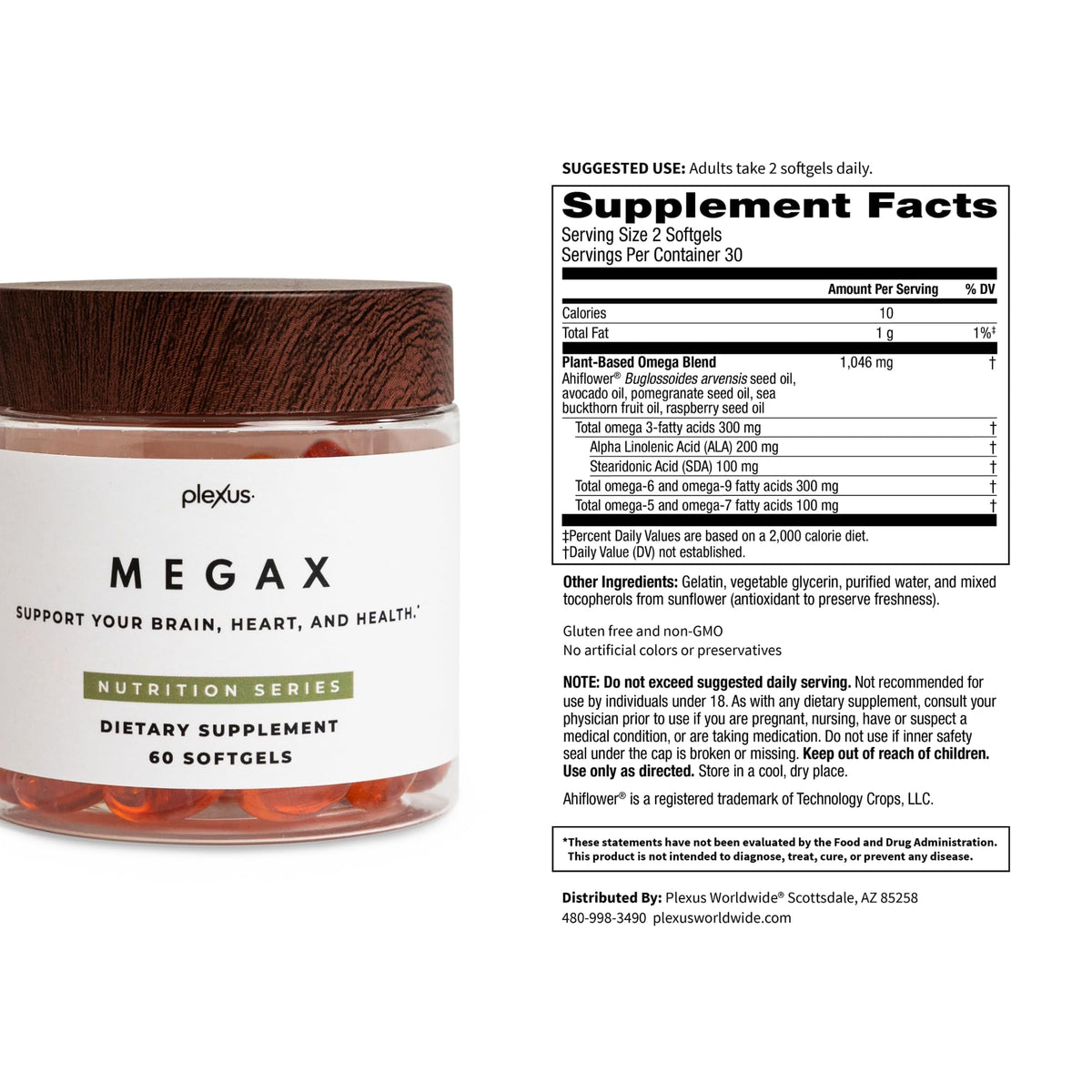 Plexus MegaX® 180g gélules omega-3 à proximité de fruits