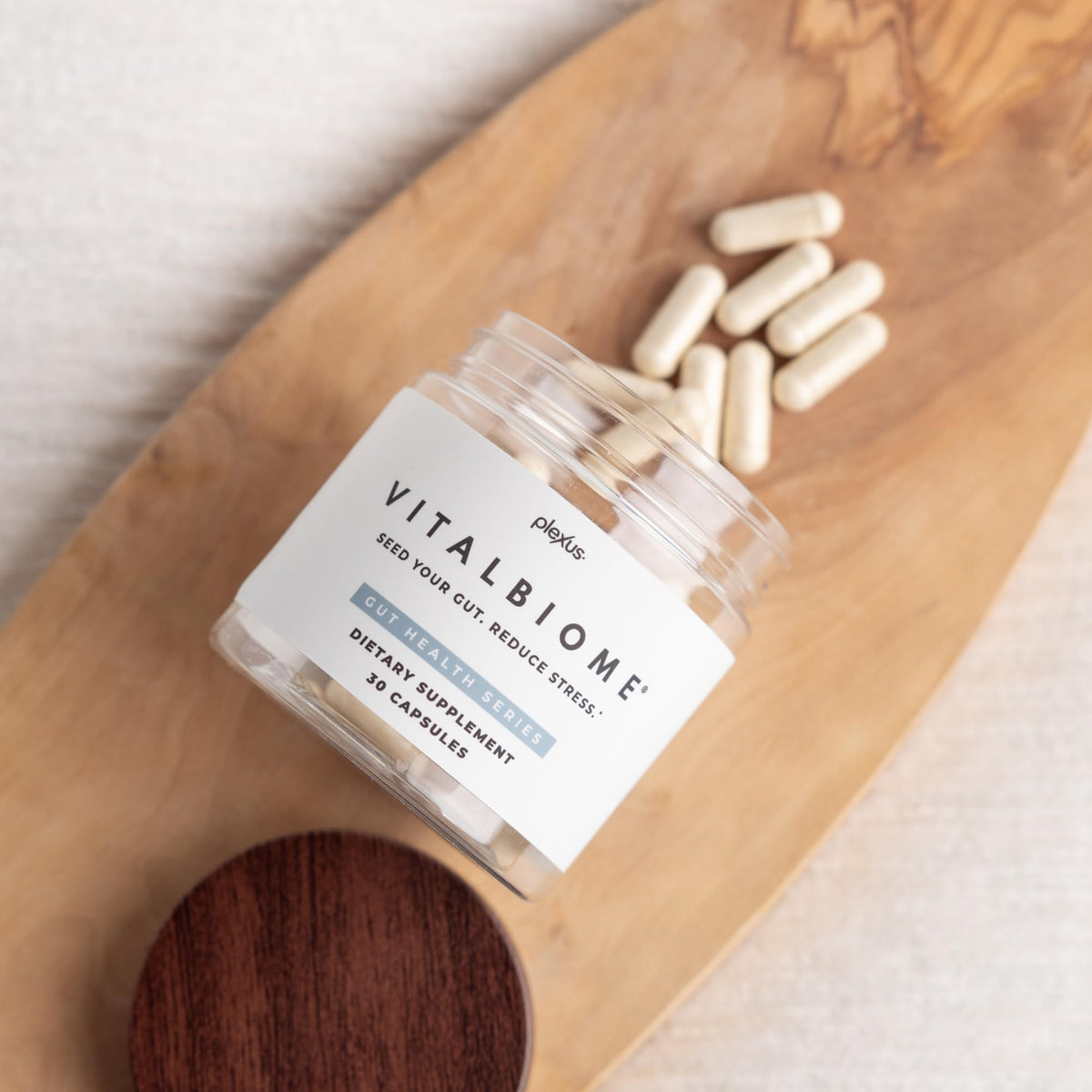 Plexus VitalBiome capsules avec étiquette visible