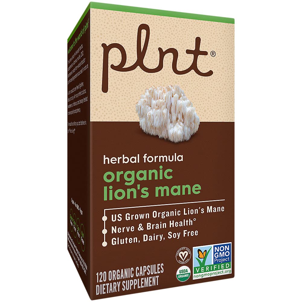 plnt Champignon Lion's Mane 1000 mg à côté d'un verre d'eau