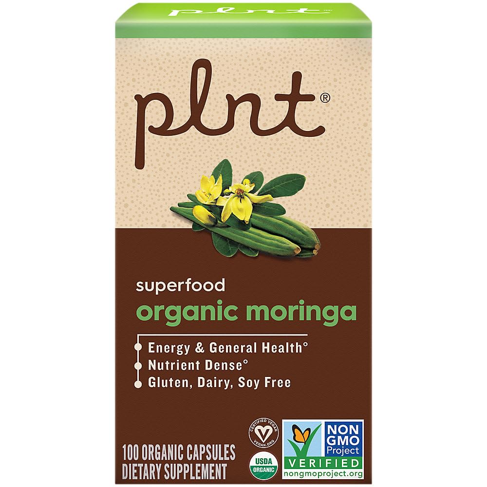 plnt Moringa Bio 1 000 mg devant des ingrédients naturels
