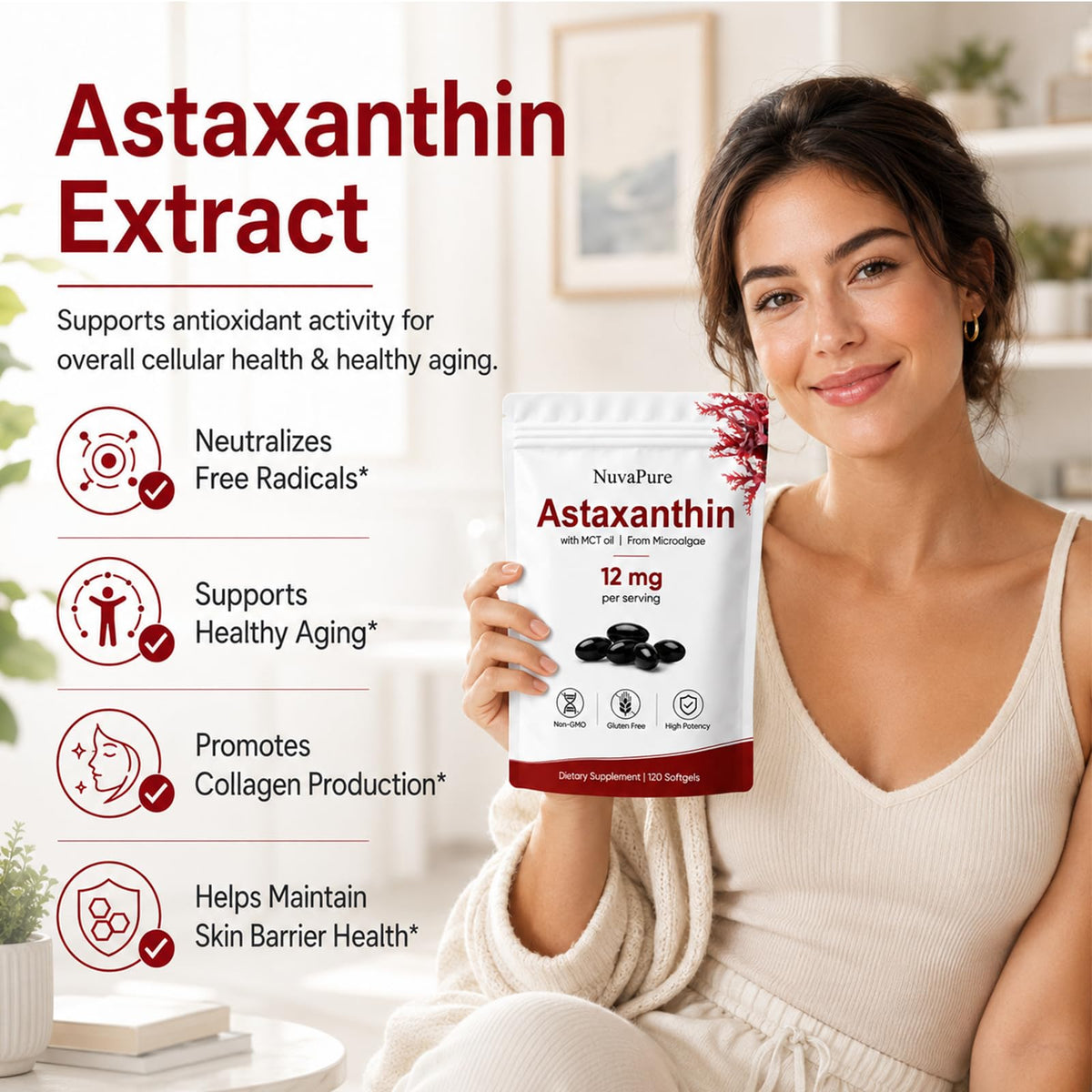 PlocoXe Astaxanthin 12mg gélules souples avec huile MCT